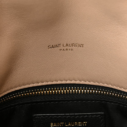 Saint Laurent Lambskin Quilted Medium Loulou Puffer Monogram Chain Satchel Dark Beige 6 of 11