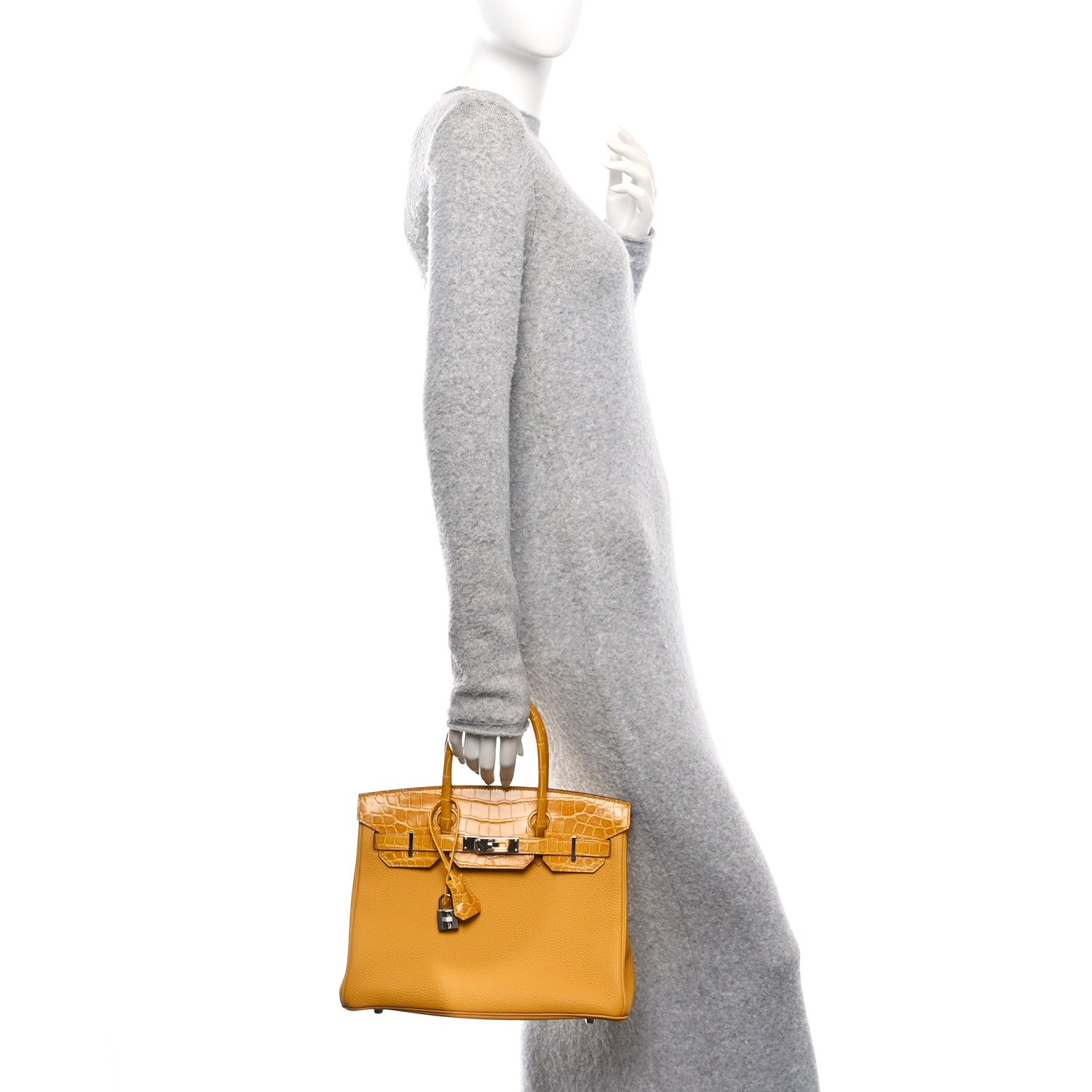 Hermes Togo Shiny Niloticus Crocodile Birkin Touch 30 Jaune Ambre 2 of 11