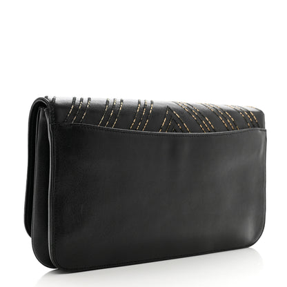 Chanel Lambskin Chain Chevron CC Clutch Black 3 of 9