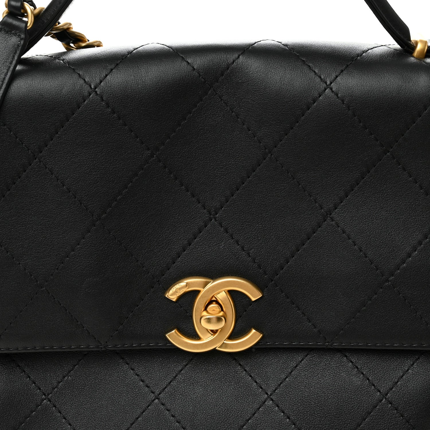 Chanel Calfskin Stitched Large Top Handle Flap Black 8 of 10