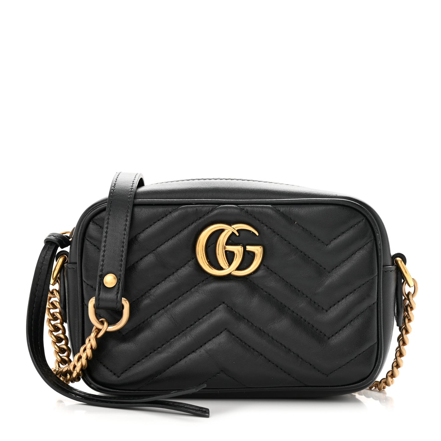 Calfskin Matelasse Mini GG Marmont Chain Shoulder Bag Black
