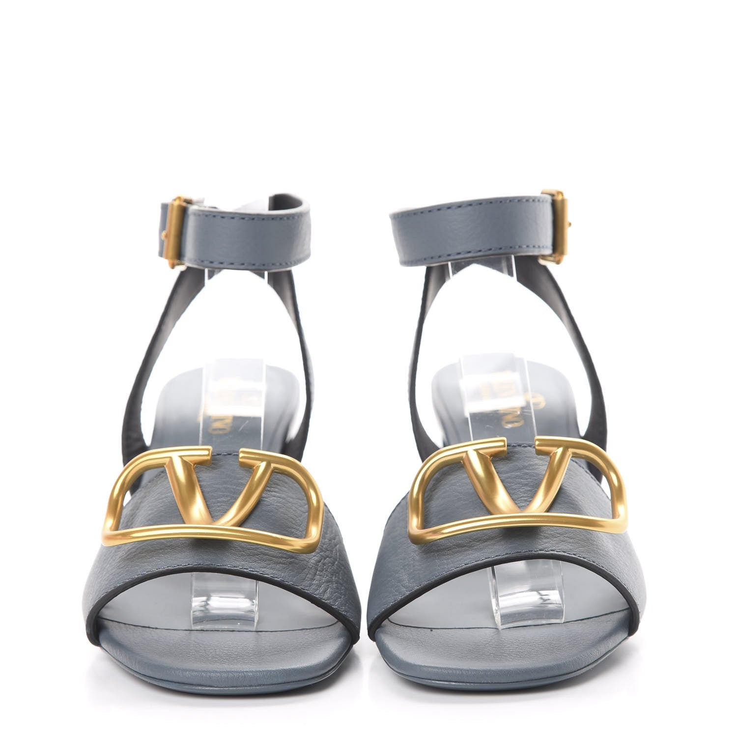 Valentino Garavani Grainy Cowhide VLogo 60mm Sandals 37.5 Amadeus 2 of 8