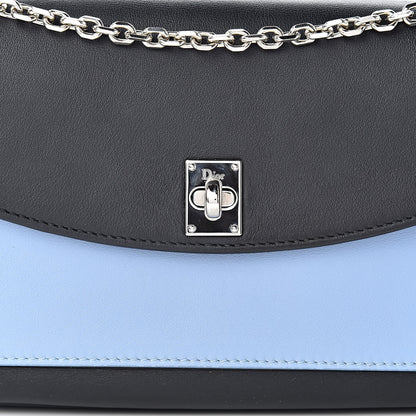 Christian Dior Calfskin Bi-Color Wallet On Chain Black Blue 8 of 10