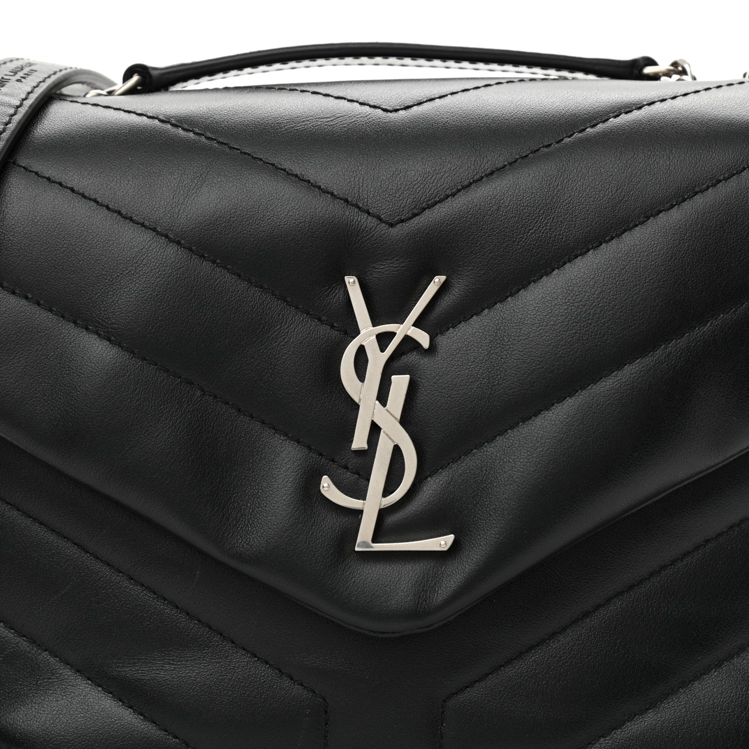 Saint Laurent Calfskin Y Quilted Monogram Small Loulou Chain Satchel Black 6 of 8