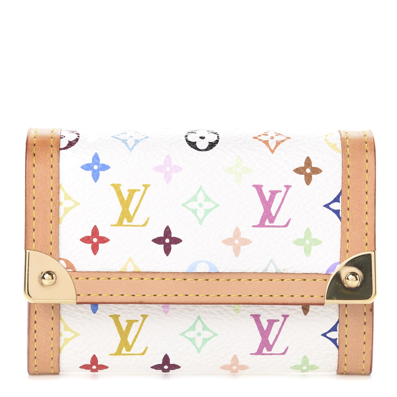 Louis Vuitton Monogram Multicolor Porte-Monnaie Plat Coin Purse White 1 of 5