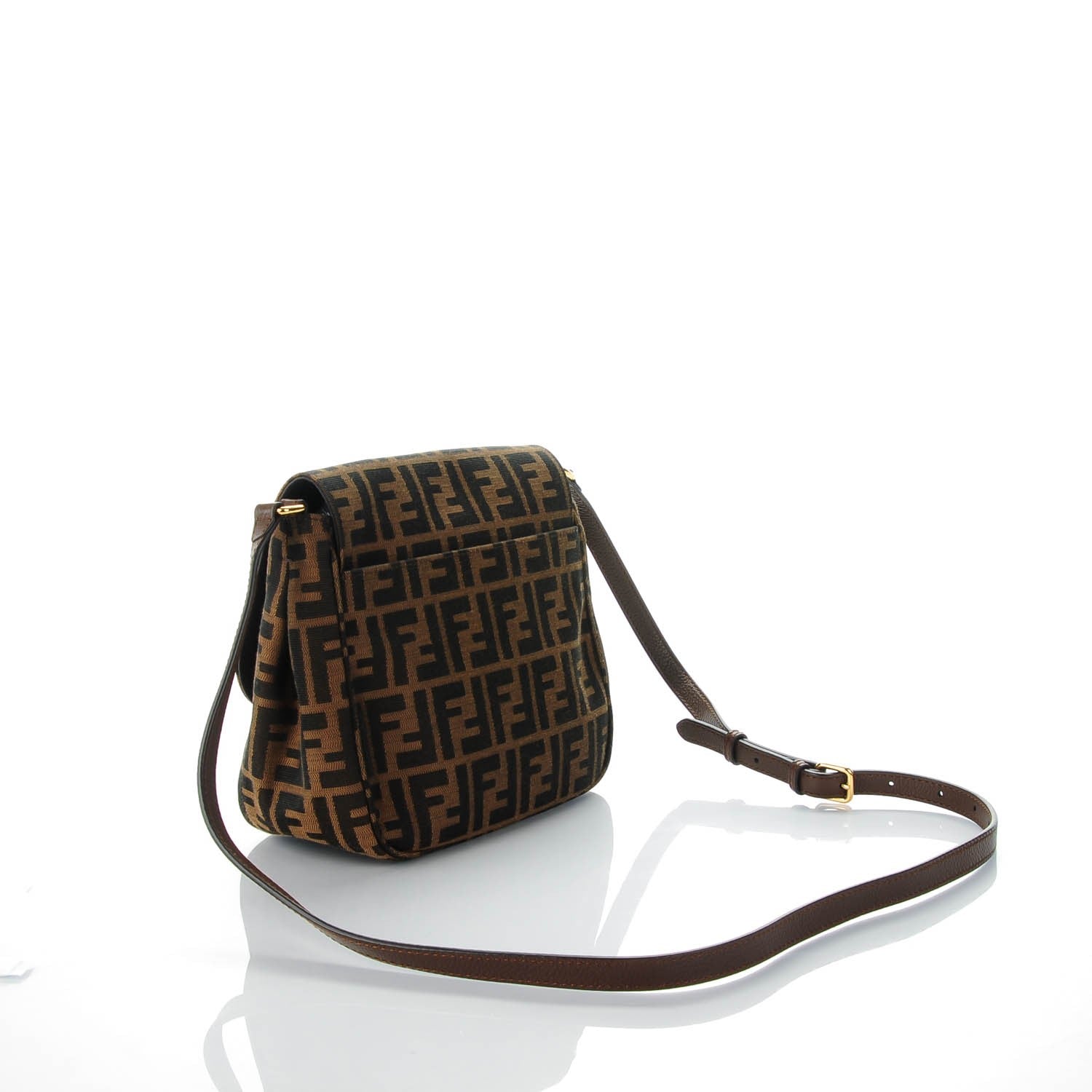 Fendi Zucca Vitello Artic Small Messenger Bag Tobacco Castagna 3 of 9