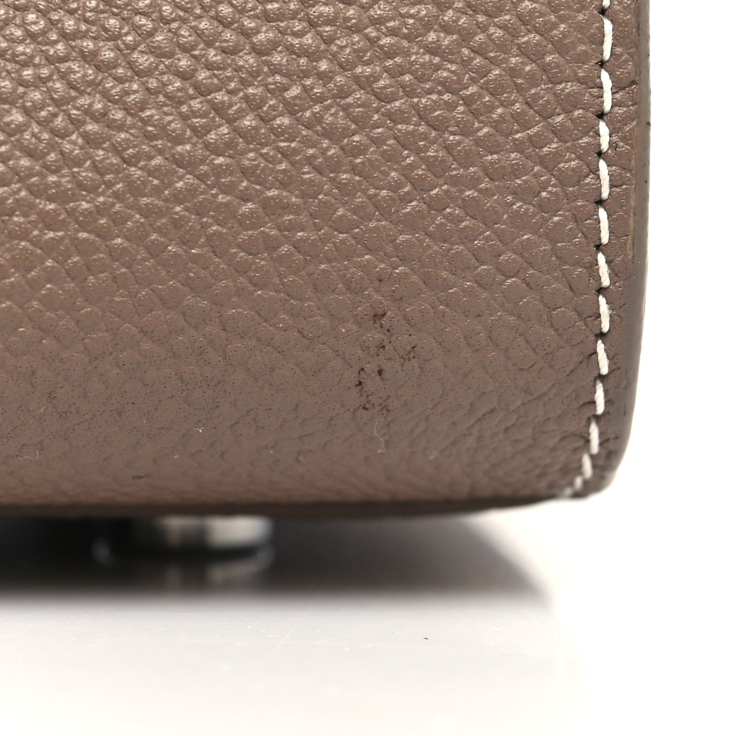 Grained Calfskin Topstitch Small Classic Sac De Jour Taupe