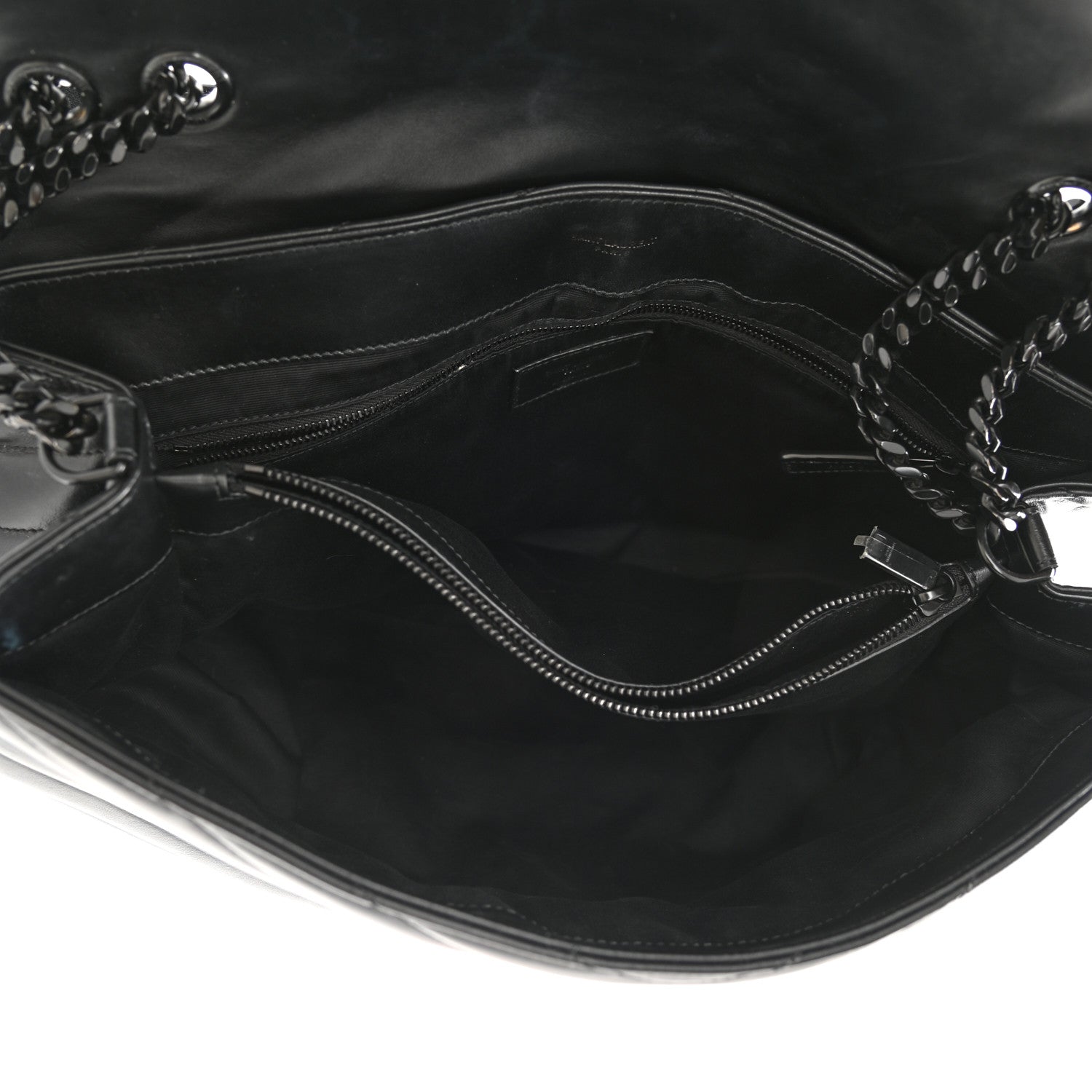 Saint Laurent Calfskin Y Quilted Monogram Monochrome Large Loulou Chain Satchel Black 5 of 10