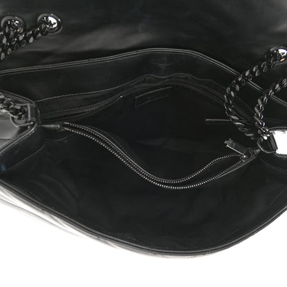 Saint Laurent Calfskin Y Quilted Monogram Monochrome Large Loulou Chain Satchel Black 5 of 10