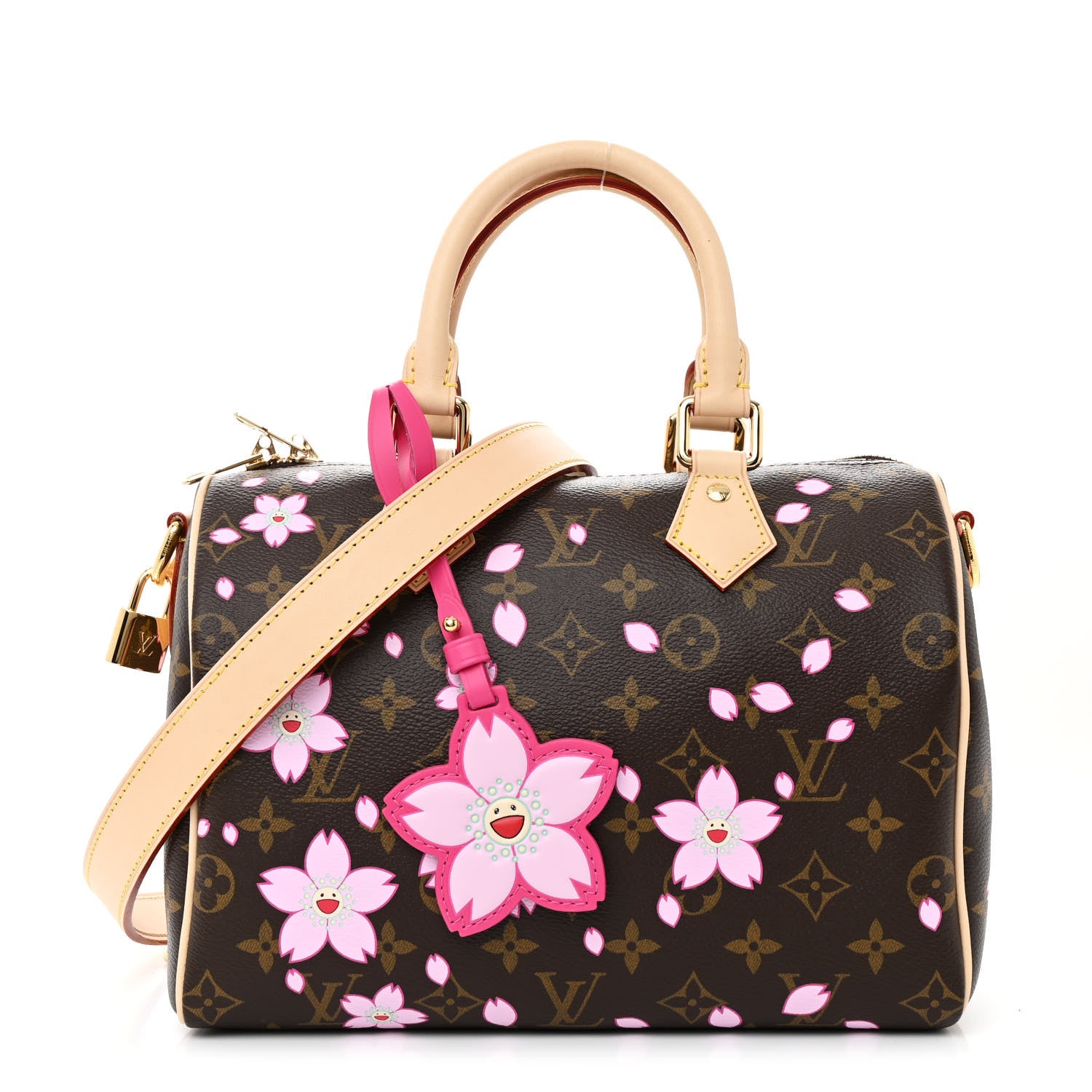 Louis Vuitton LV X TM Monogram Cherry Blossom Speedy Bandouliere 25 Sakura Brown 1 of 8