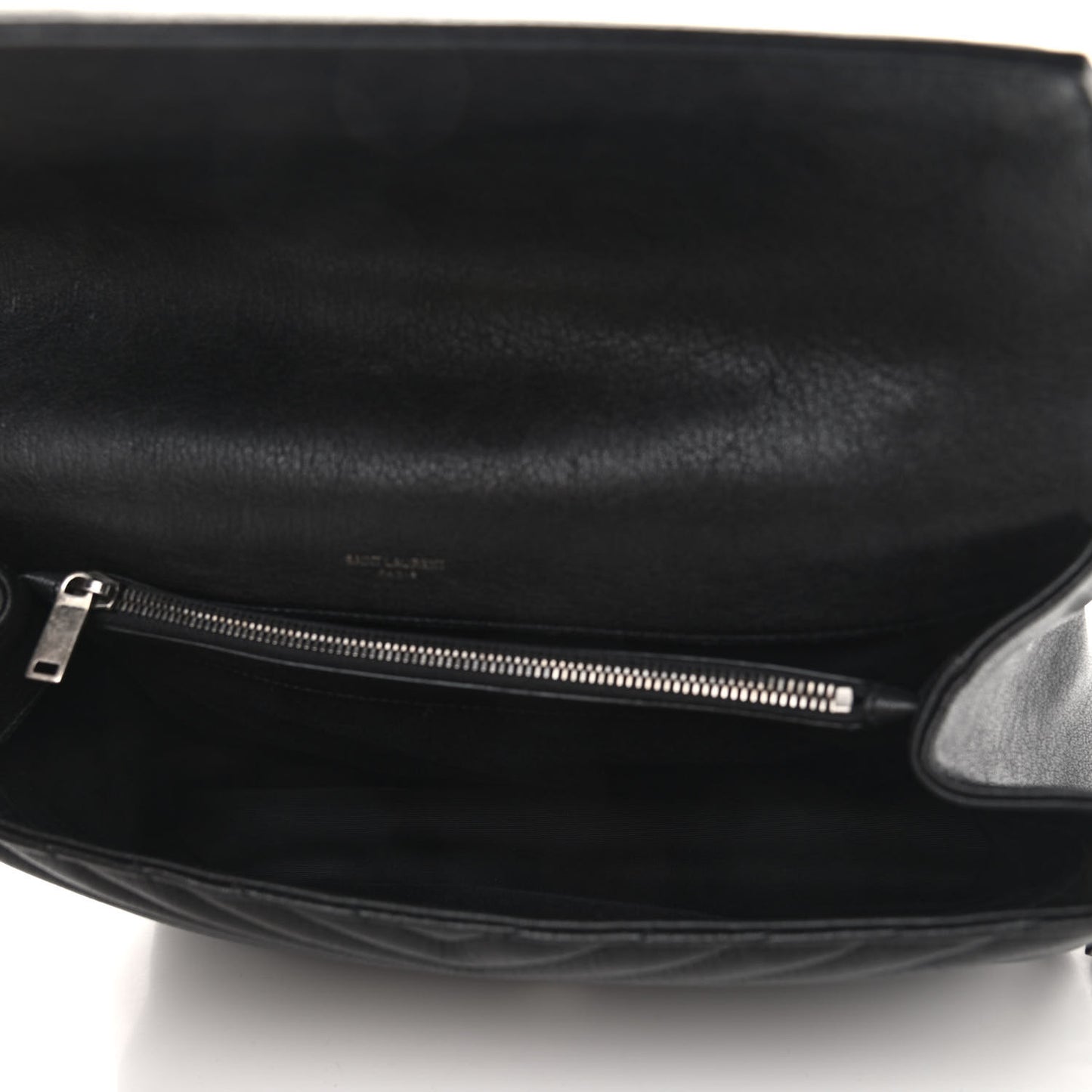 Sheepskin Matelasse Chevron Monogram Large College Satchel Black