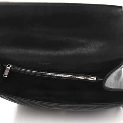 Saint Laurent Sheepskin Matelasse Chevron Monogram Large College Satchel Black 5 of 12