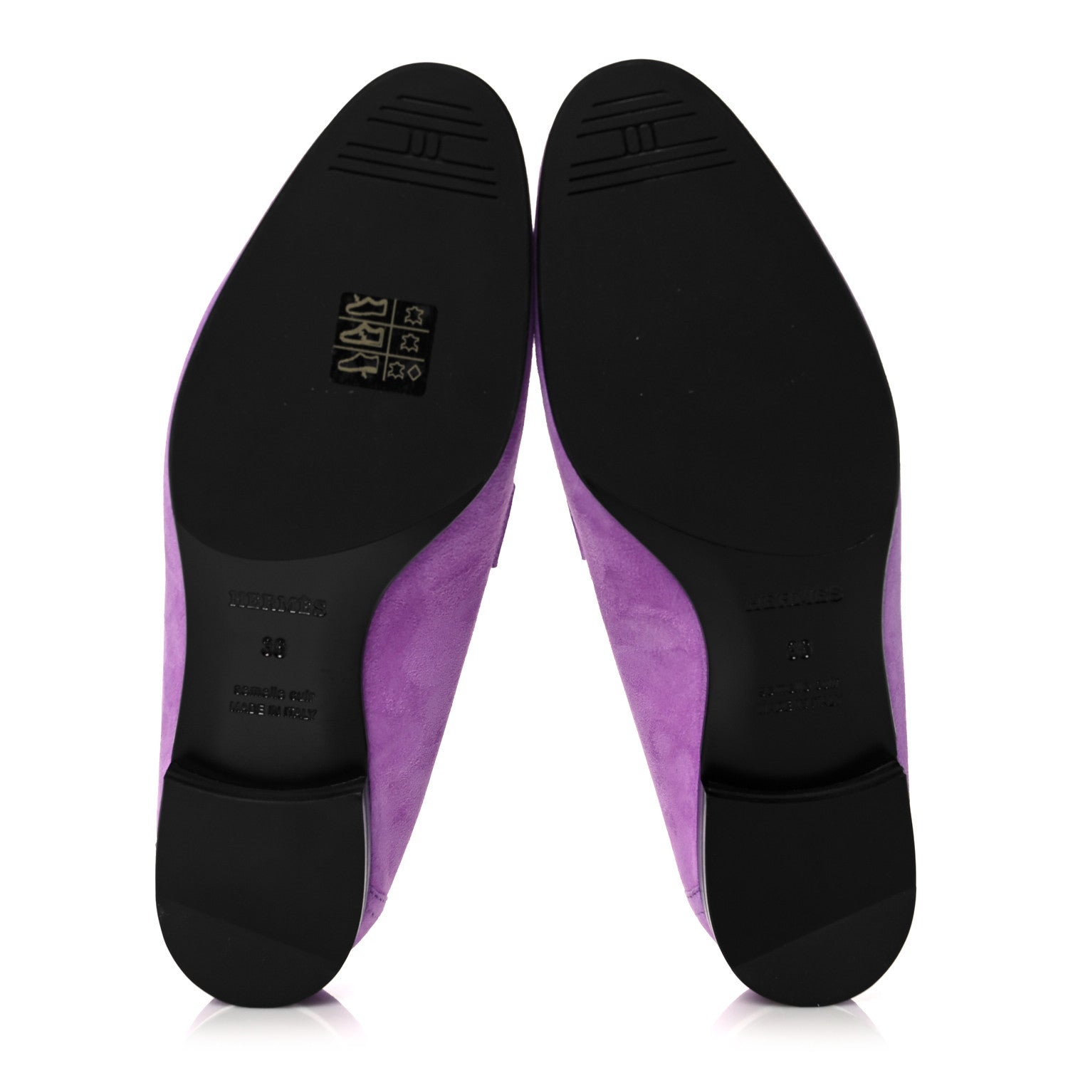 Hermes Suede Goatskin Womens Royal Loafers 36 Violet Parme 5 of 9