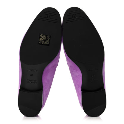 Hermes Suede Goatskin Womens Royal Loafers 36 Violet Parme 5 of 9