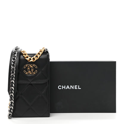 Chanel Lambskin Quilted Chanel 19 Phone Holder With Chain Black 9 of 9