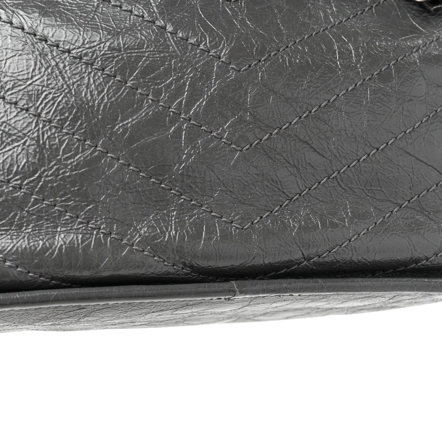 Crinkled Calfskin Matelasse Monogram Medium Niki Chain Satchel Fog