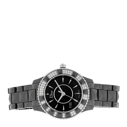 Christian Dior Stainless Steel Ceramic Diamond 33mm Dior VIII Quartz Watch Black 2 of 5