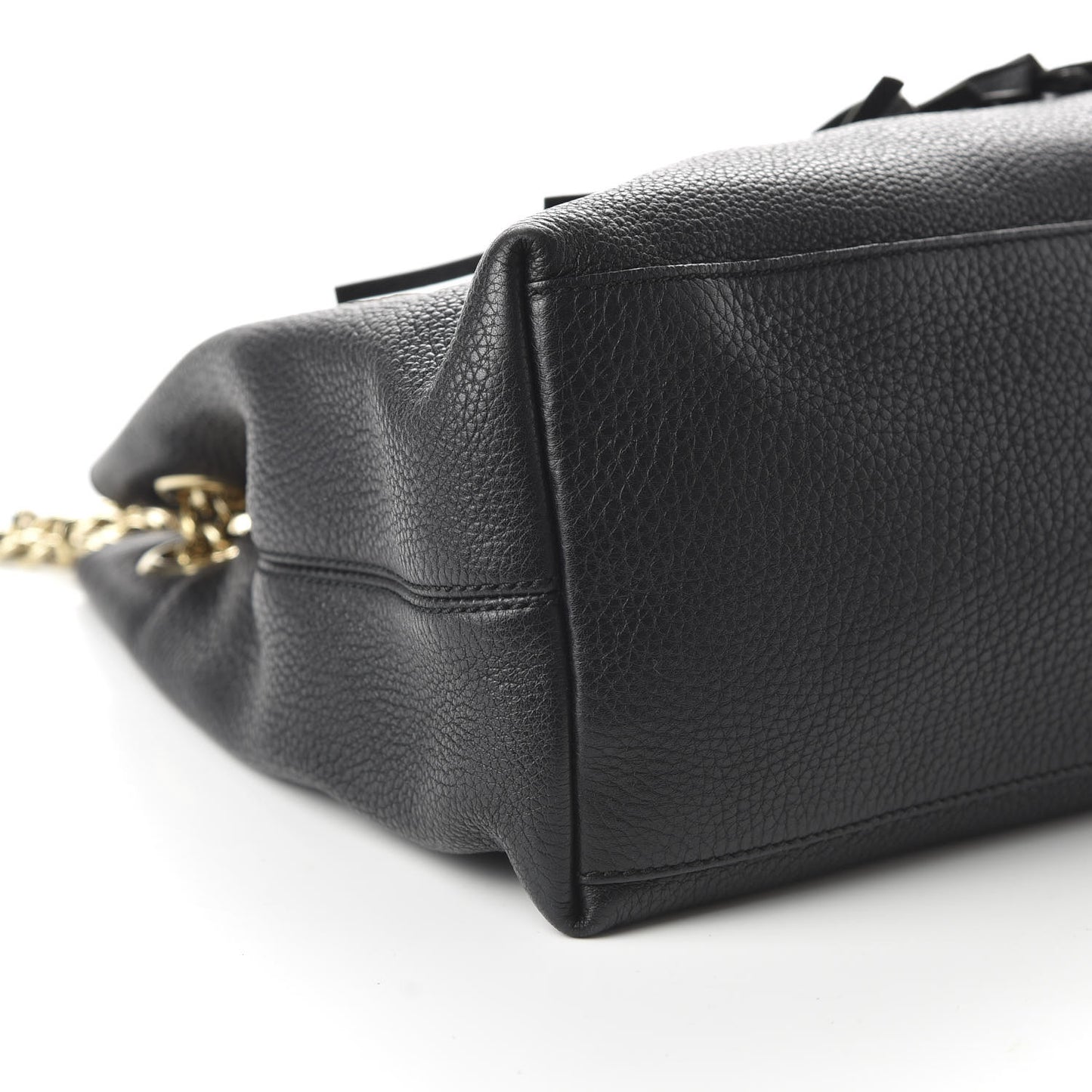 Pebbled Calfskin Medium Soho Chain Shoulder Bag Black