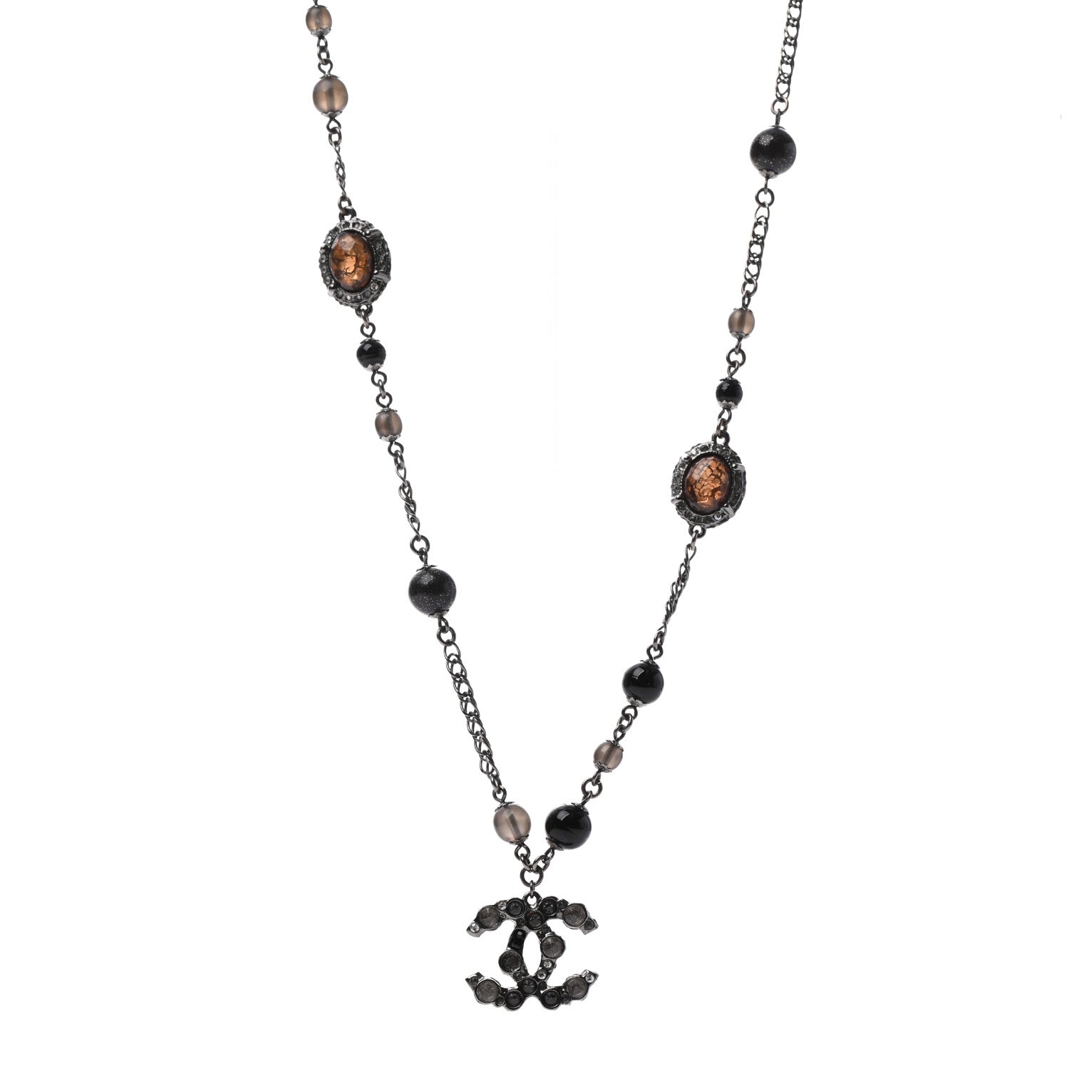 Chanel Ruthenium Baroque CC Pendant Necklace Black 1 of 5