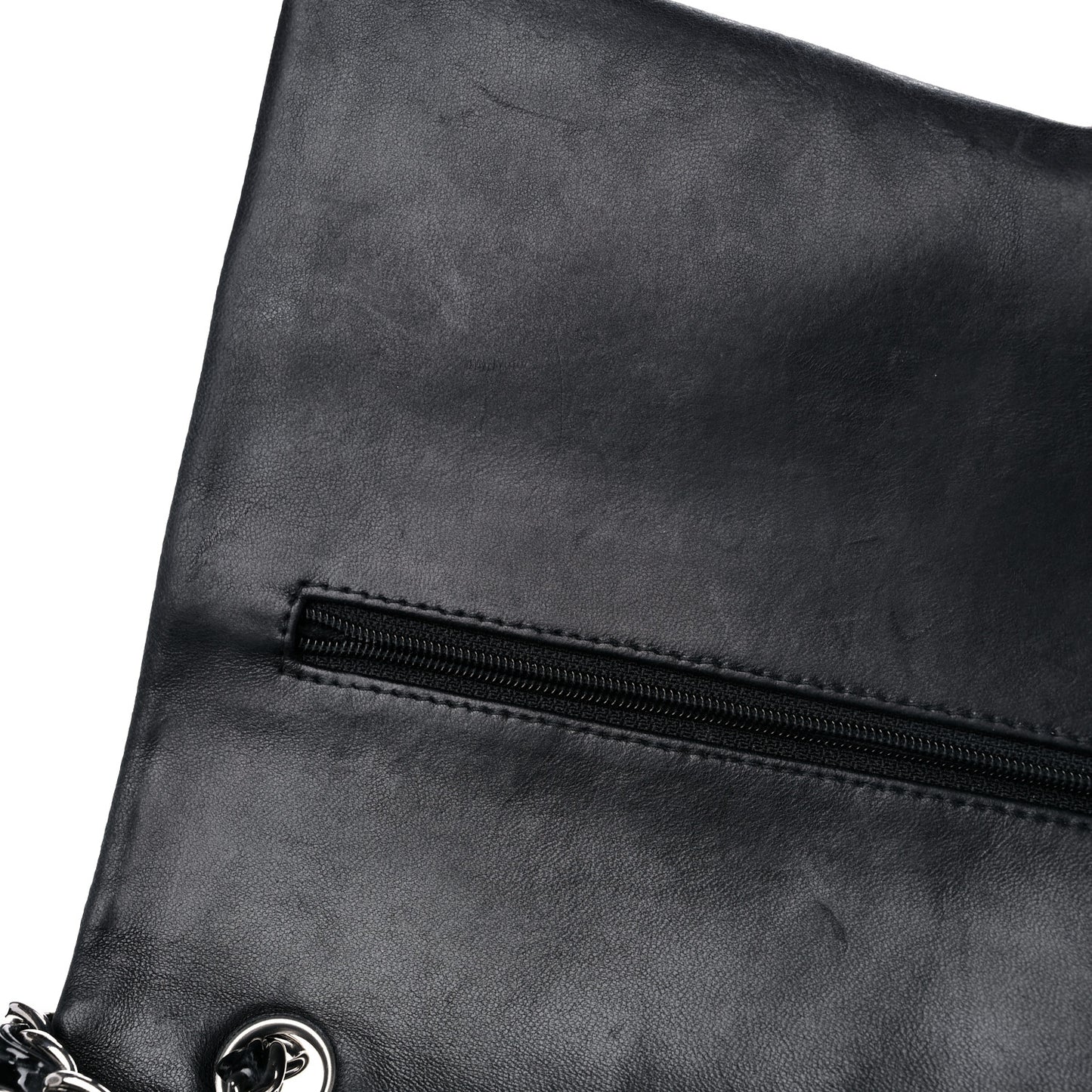 Patent Quilted Maxi Double Flap Black