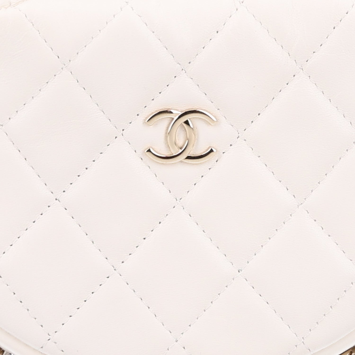 Chanel Lambskin Quilted Chain Around Pouch Hobo White 7 of 9