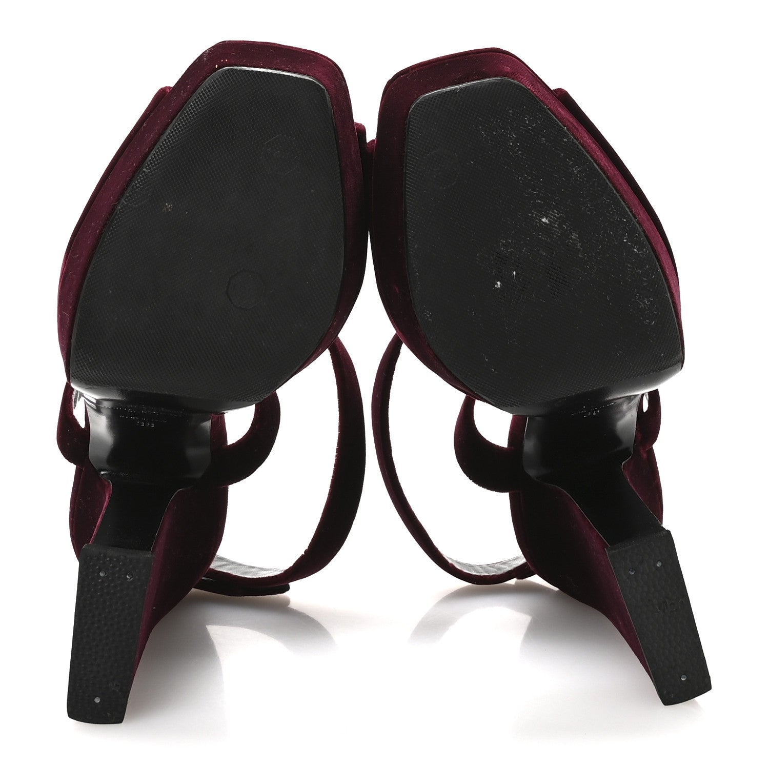 Saint Laurent Velvet Platform Sandals 38 Burgundy 6 of 9