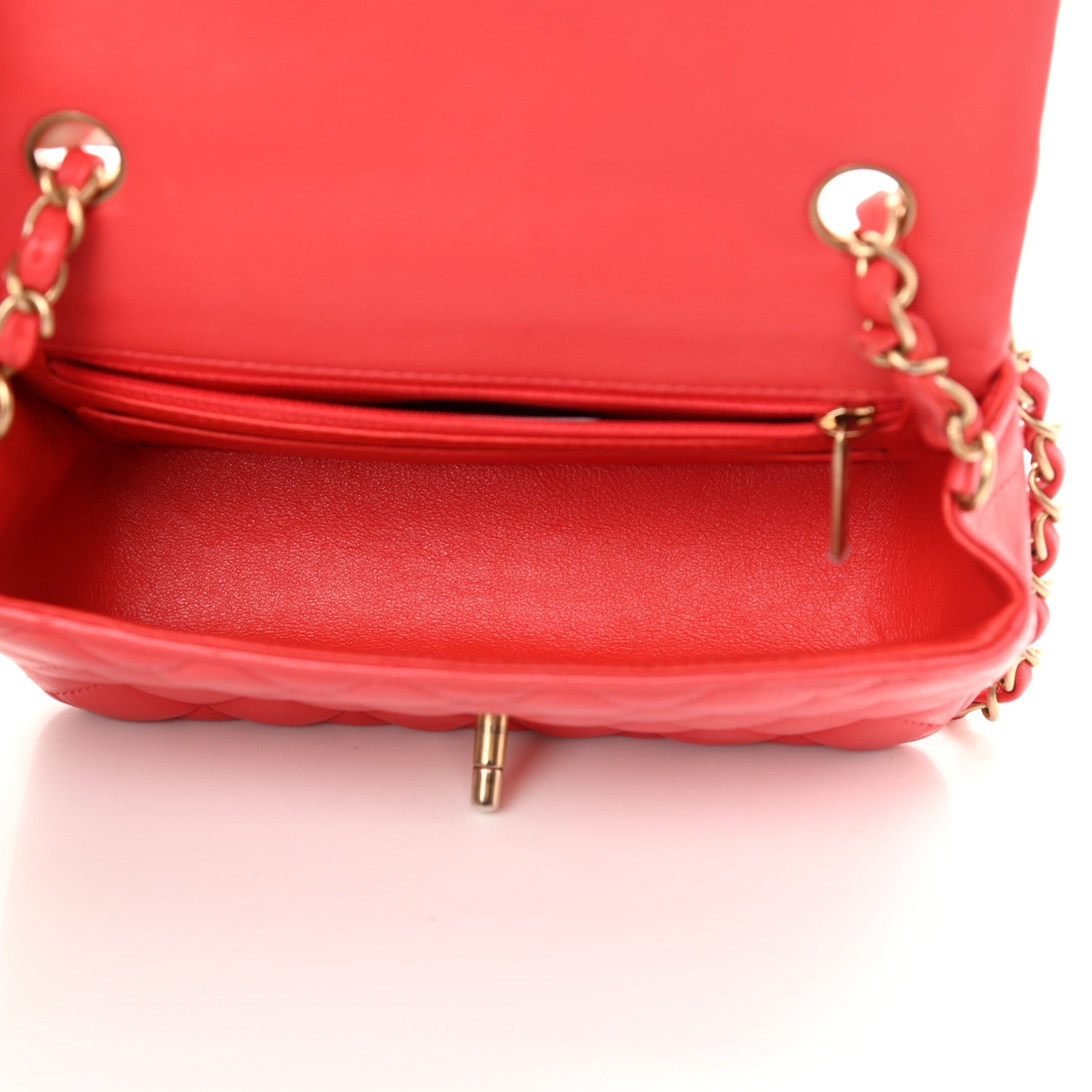 Chanel Lambskin Quilted Mini Rectangular Flap Red 8 of 13