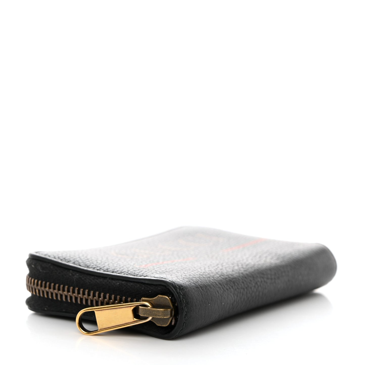 Calfskin Logo Zip Around Card Case Black
