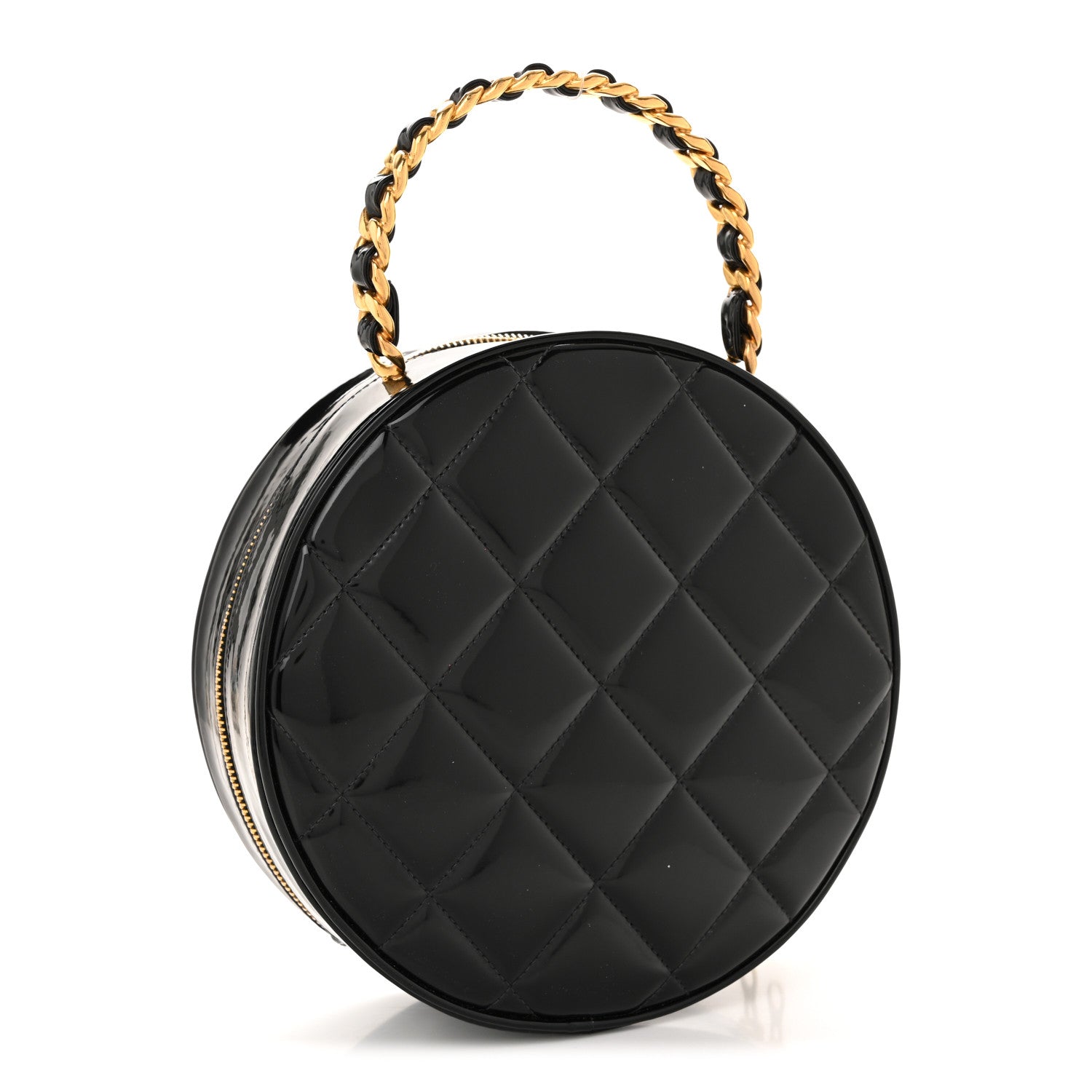 Chanel Patent CC Round Vanity Case Black 3 of 13