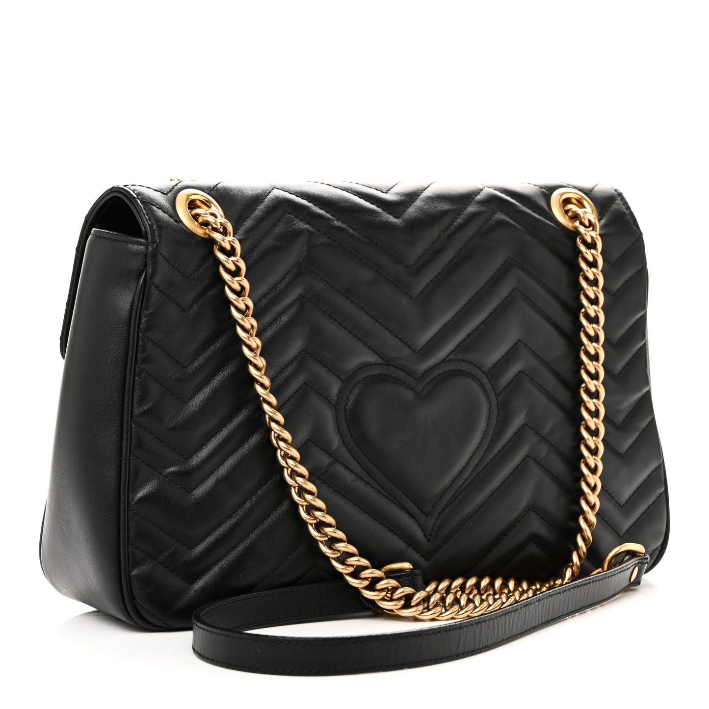 Calfskin Matelasse Medium GG Marmont Shoulder Bag Black