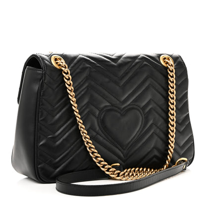Gucci Calfskin Matelasse Medium GG Marmont Shoulder Bag Black 3 of 10