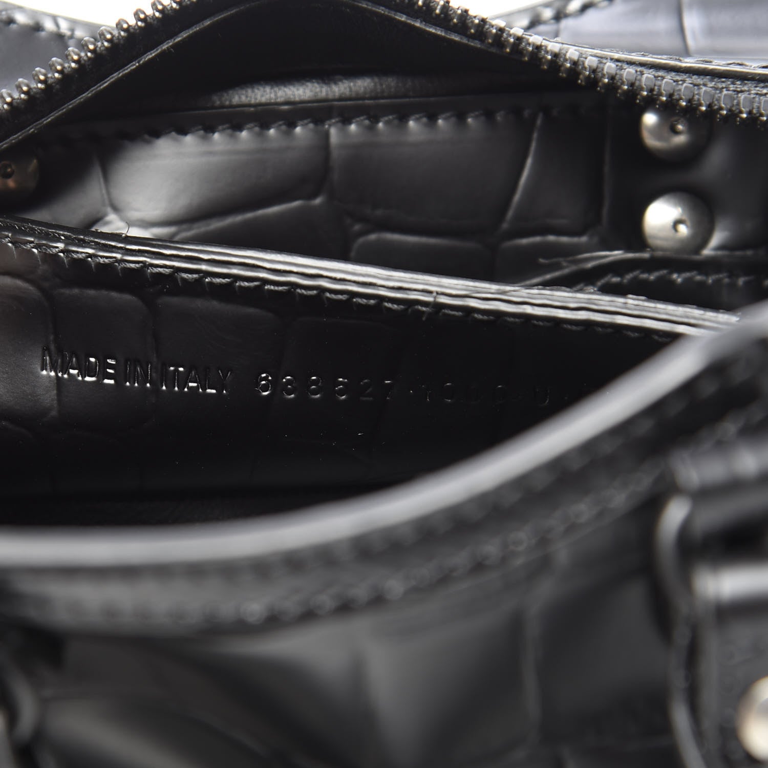 Balenciaga Semi Shiny Calfskin Crocodile Embossed Neo Classic Black Hardware Nano City Crossbody Black 7 of 10