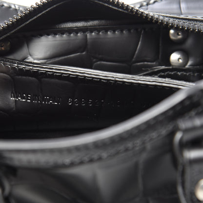 Balenciaga Semi Shiny Calfskin Crocodile Embossed Neo Classic Black Hardware Nano City Crossbody Black 7 of 10