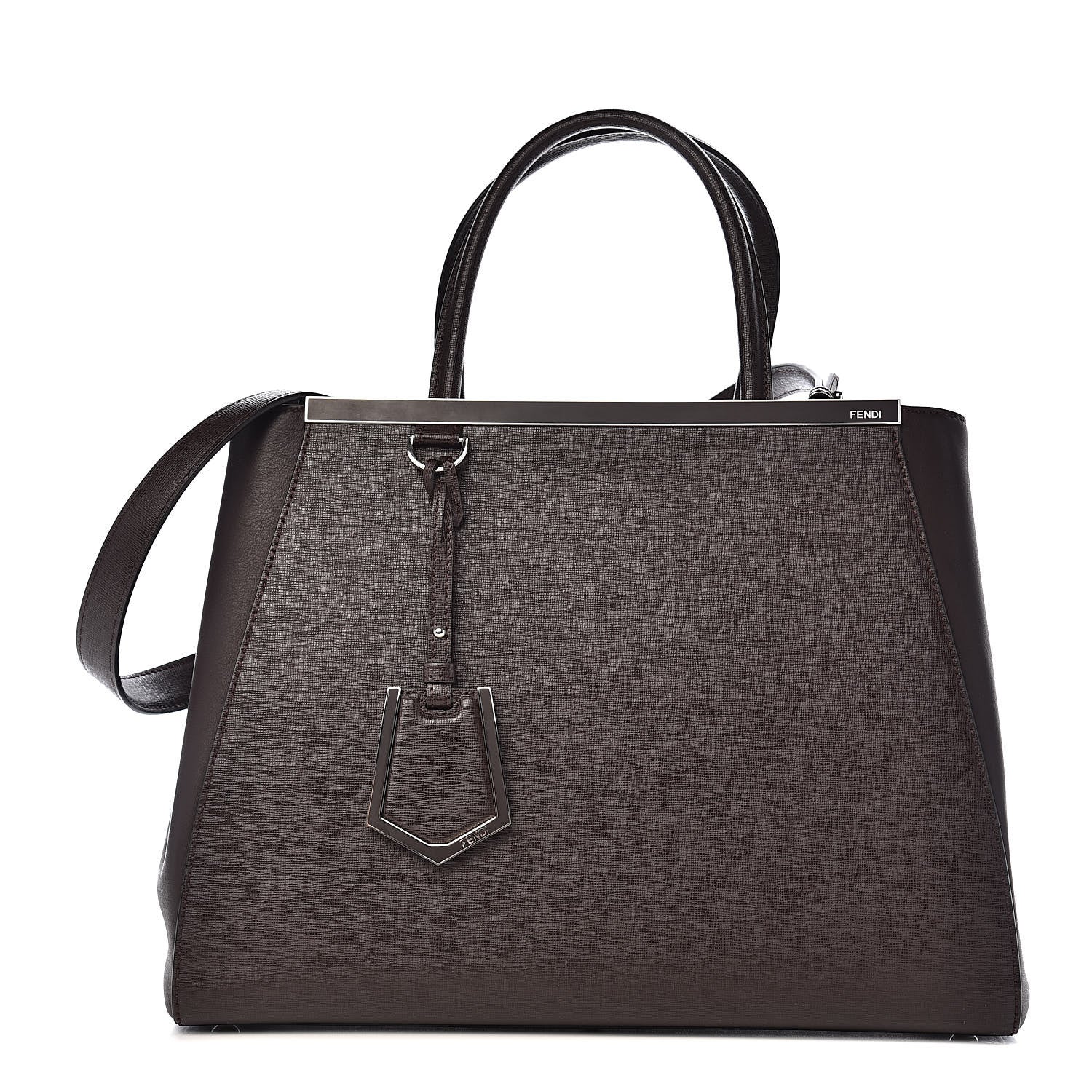 Fendi Vitello Elite Regular 2Jours Tote Caffe Noir 1 of 10