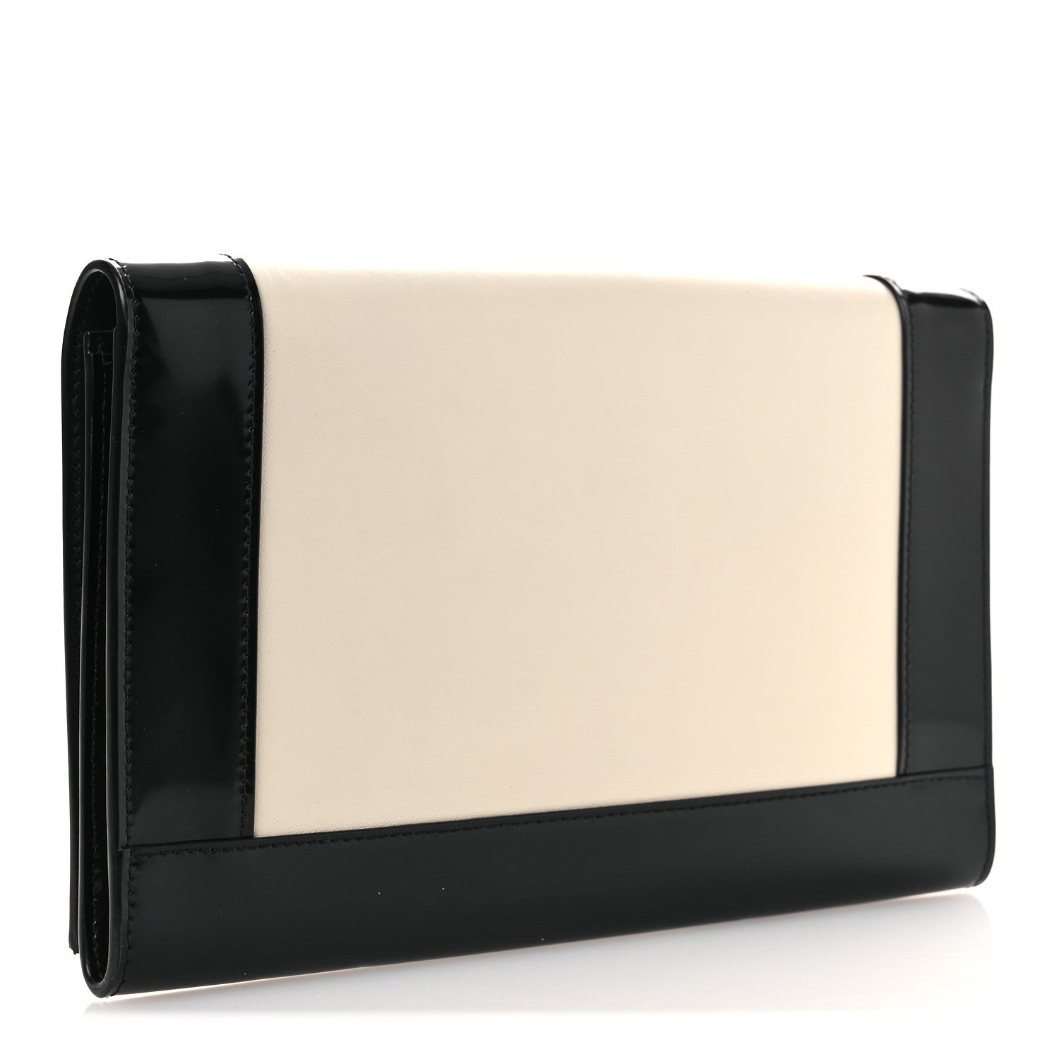 Saint Laurent Nappa Patent Calfskin Two-Toned Monogram Pouch Alabastro Black 3 of 8