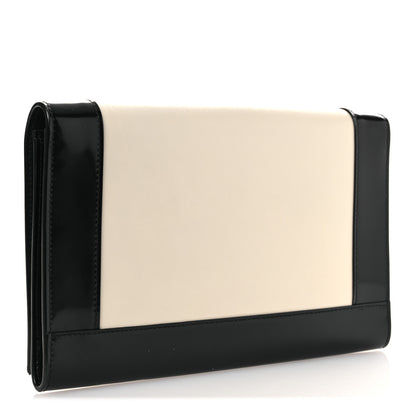 Saint Laurent Nappa Patent Calfskin Two-Toned Monogram Pouch Alabastro Black 3 of 8