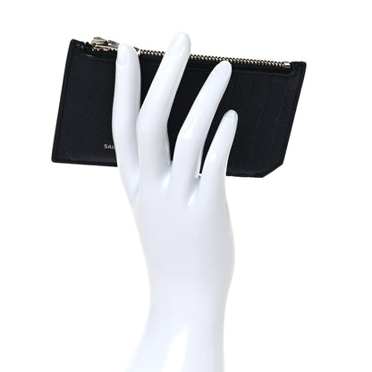 Saint Laurent Grained Calfskin 5 Fragments Zip Pouch Card Holder Black 2 of 7