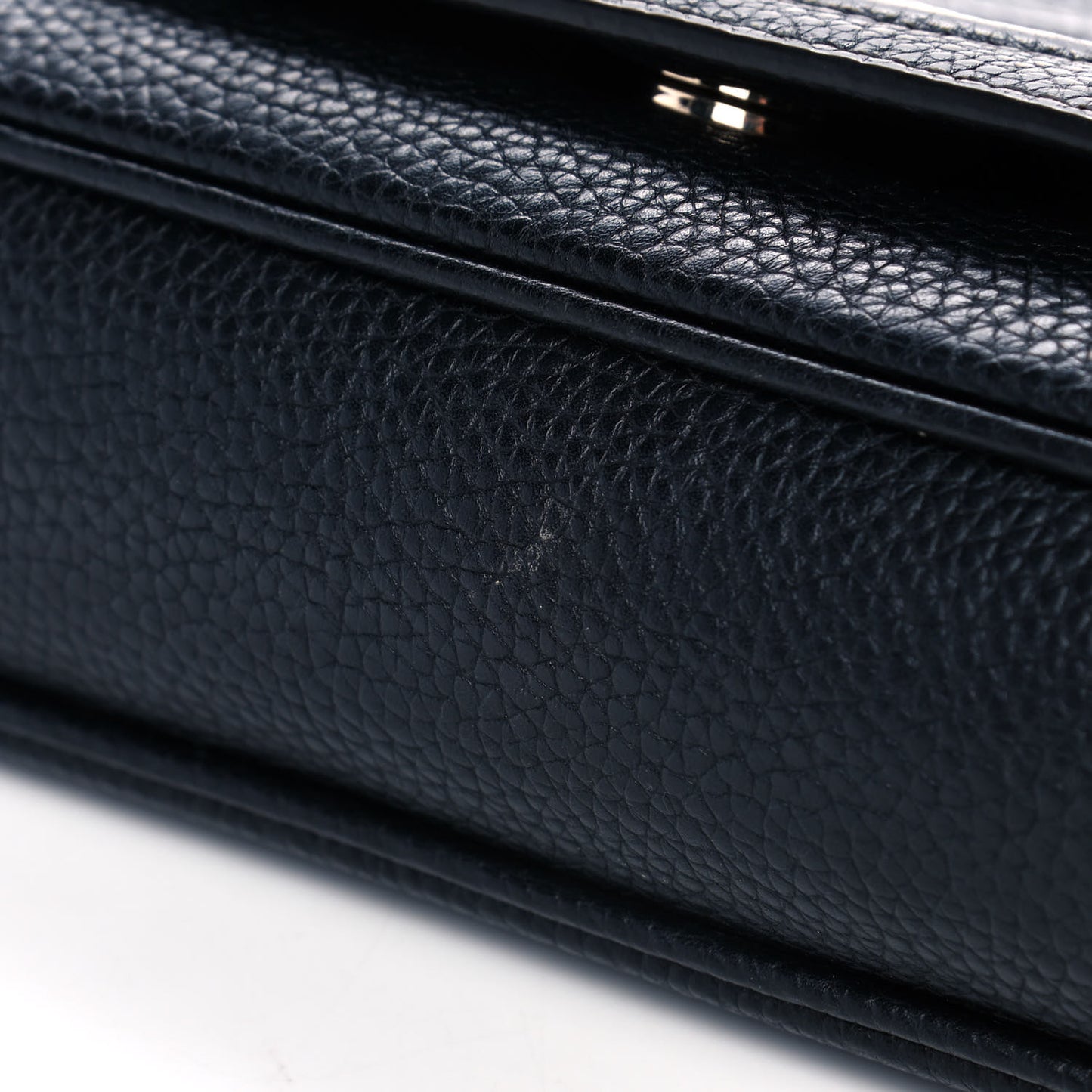 Pebbled Calfskin Medium Soho Flap Crossbody Black