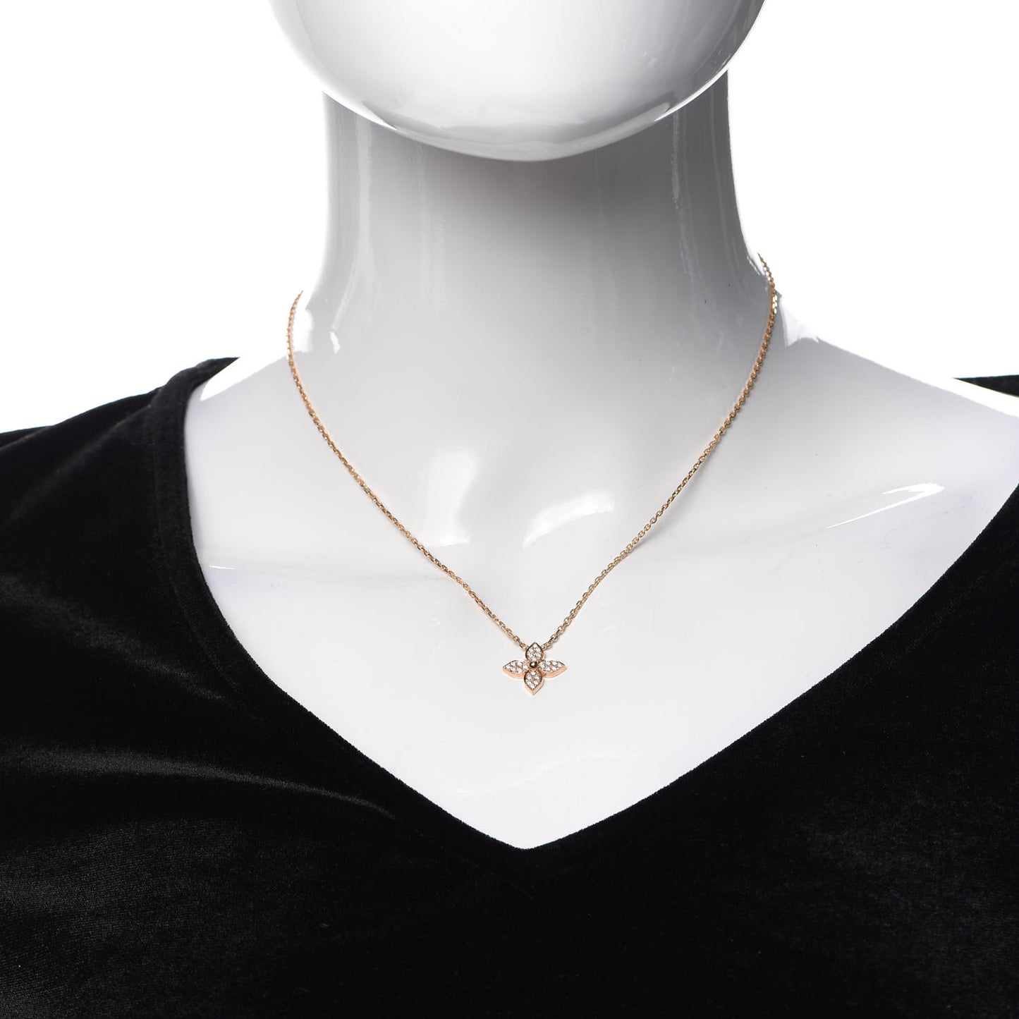 18K Pink Gold Diamond Star Blossom Pendant Necklace