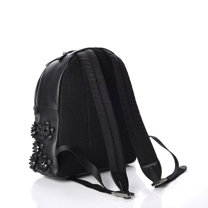Fendi Vitello Dolce All Over Flowerland Large Backpack Black 3 of 7
