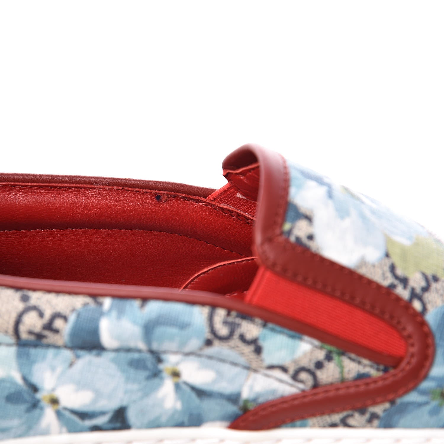 Gucci GG Supreme Monogram Blooms Womens Slip On Sneakers 40.5 Beige Blue Navy Red 8 of 10