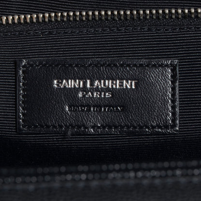Saint Laurent Grain de Poudre Matelasse Studded Large Monogram Satchel Black 8 of 8