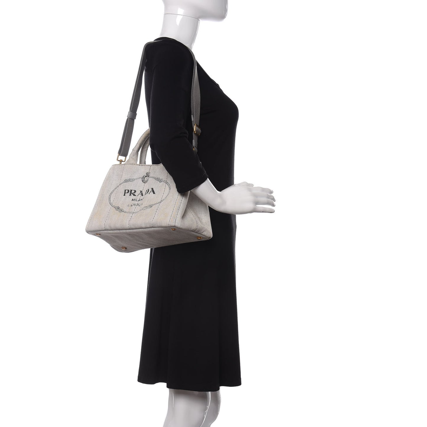 Denim Small Logo Tote Bianco