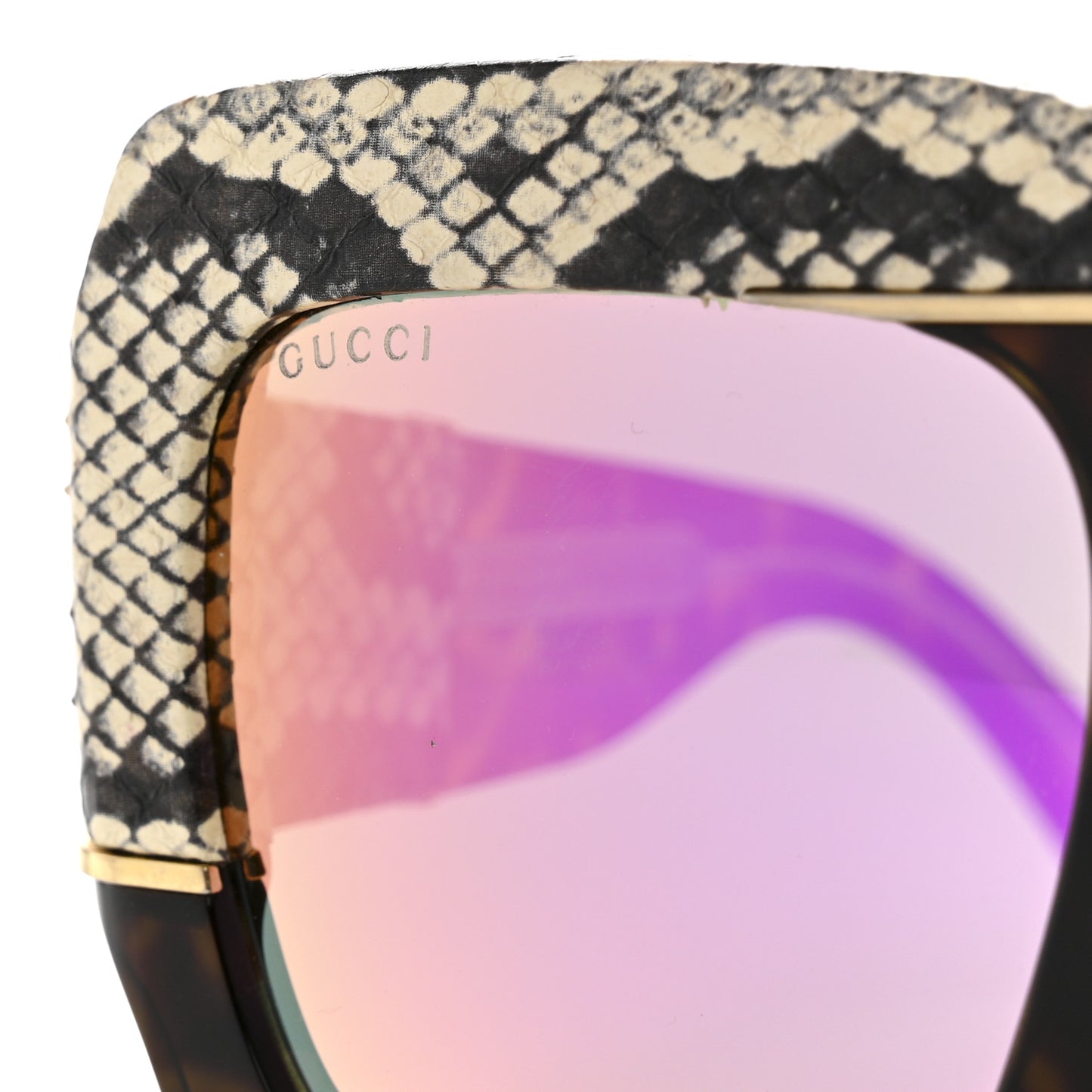 Snakeskin Acetate Square Sunglasses GG0484S Havana