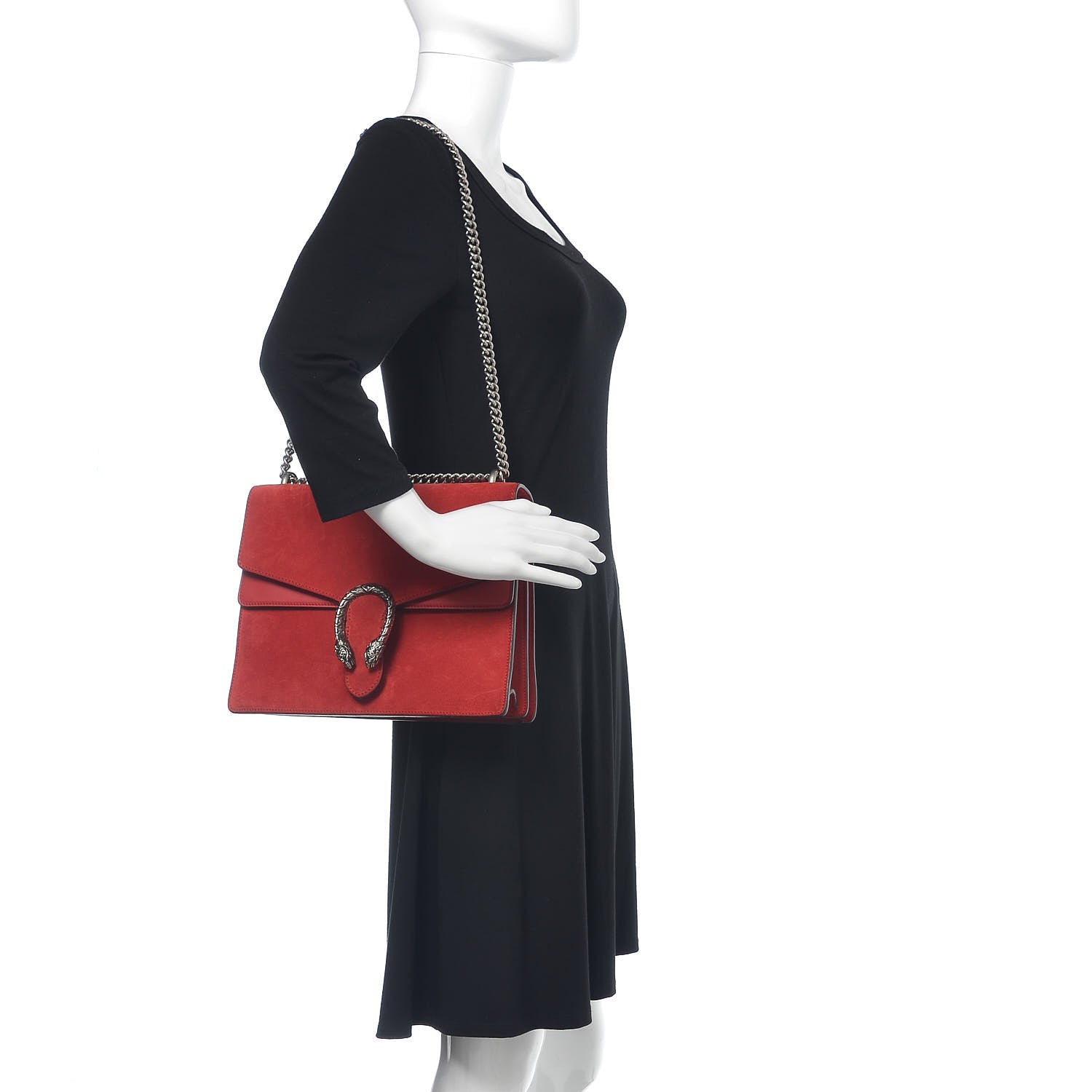 Gucci Suede Vitello Velvet Medium Dionysus Shoulder Bag Vulcanic Red 2 of 12