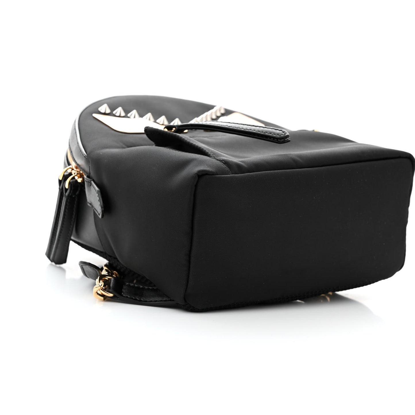 Nylon Vitello Liberty Metal Monster Eyes Studded Mini Backpack Black
