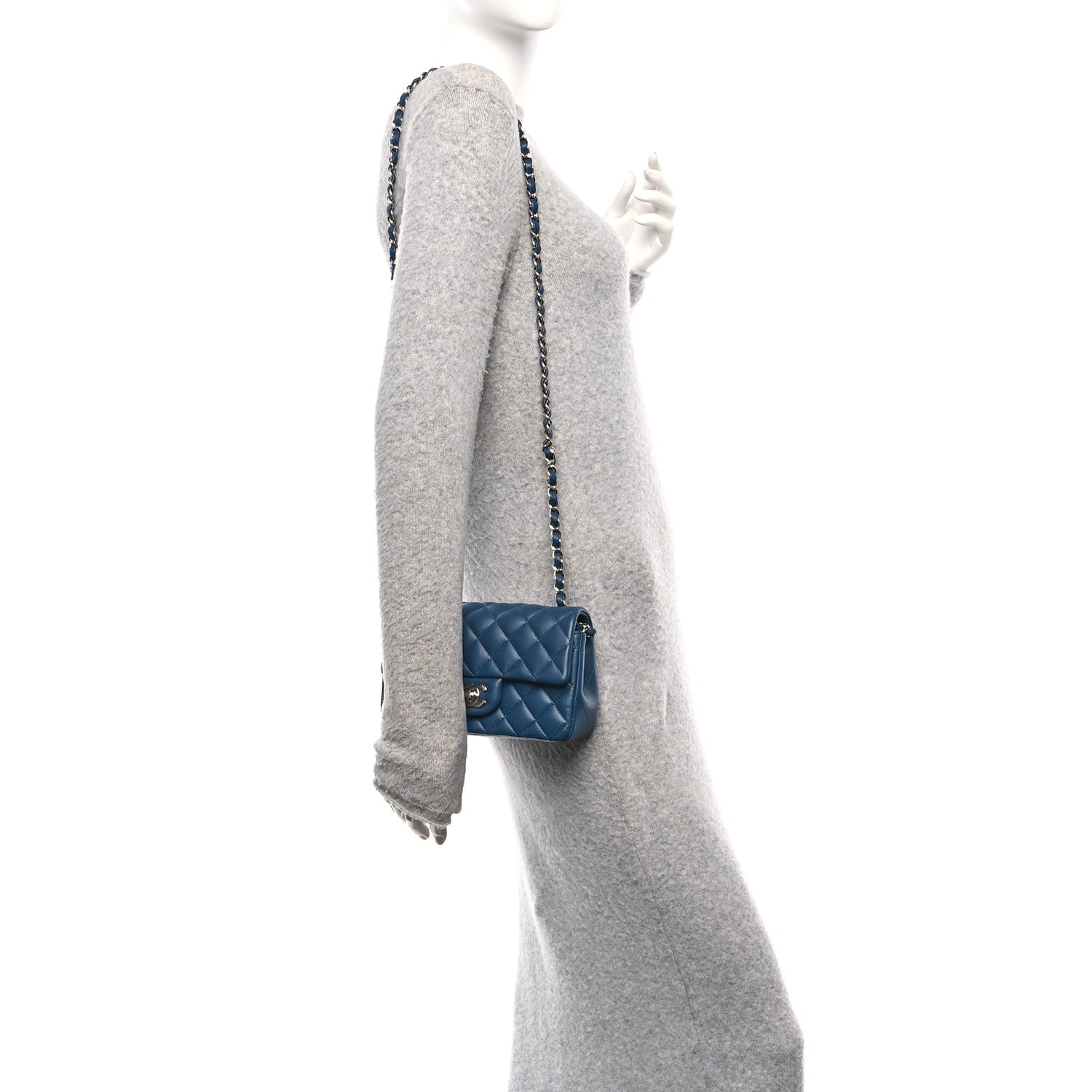 Chanel Lambskin Quilted Mini Rectangular Flap Blue 2 of 11