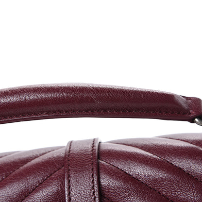 Saint Laurent Sheepskin Matelasse Chevron Monogram Medium College Bag Rouge Legion 15 of 16