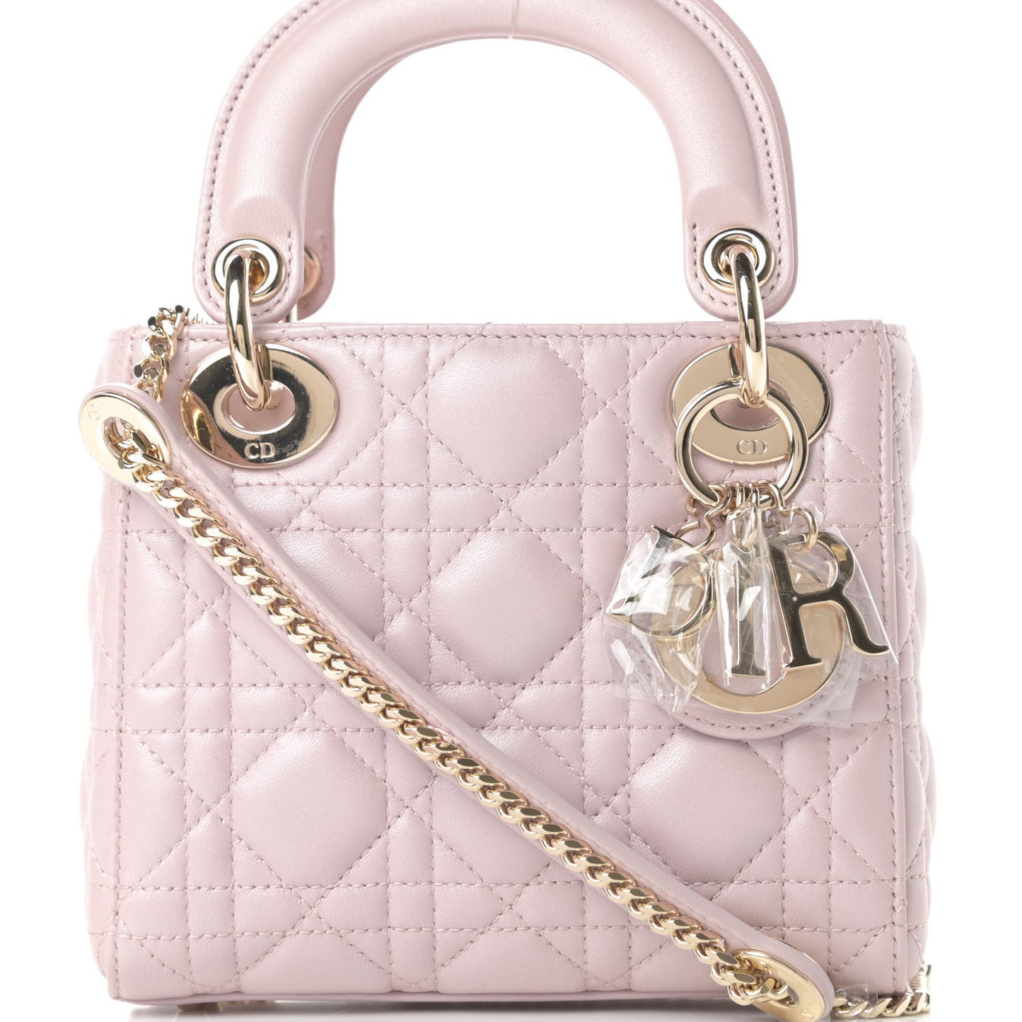 Metallic Lambskin Cannage Mini Lady Dior Lotus