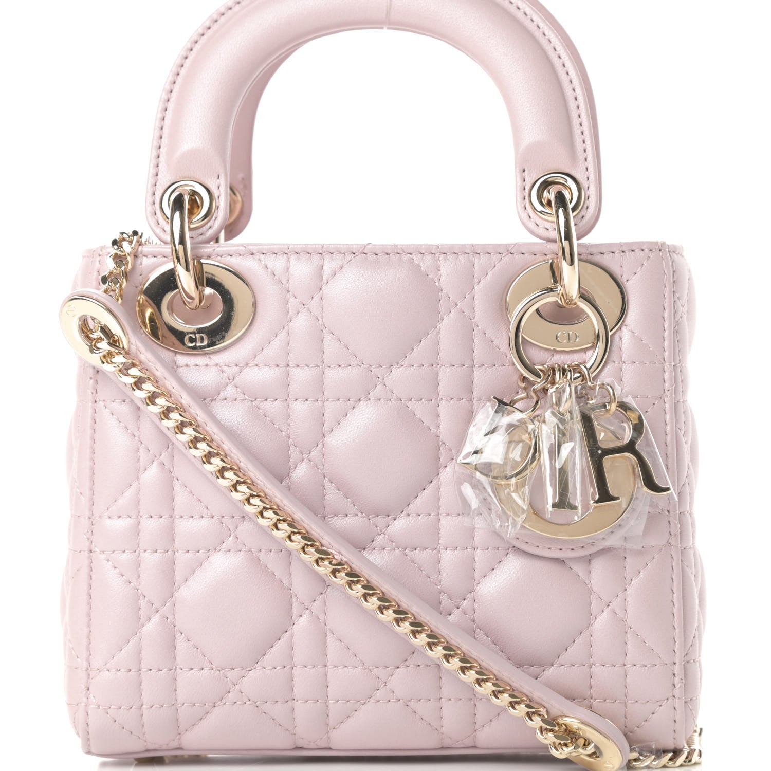 Christian Dior Metallic Lambskin Cannage Mini Lady Dior Lotus 8 of 11